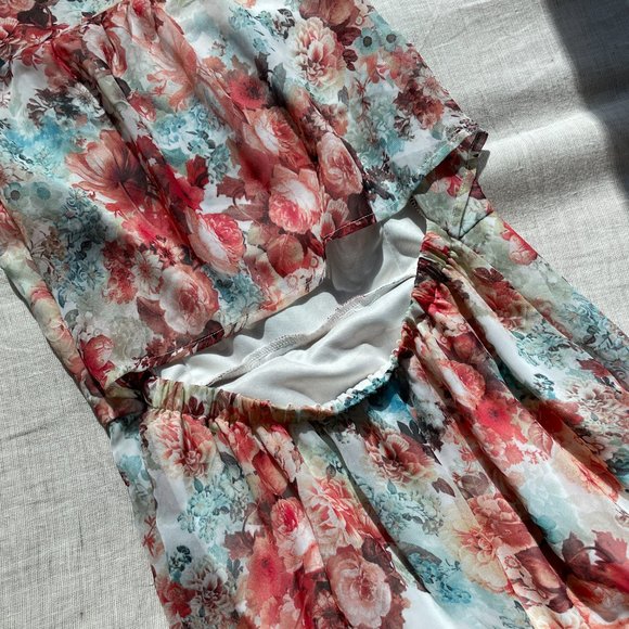 Forever 21 Pink Floral Asymmetrical Sleeveless Dress Small - Picture 3 of 11